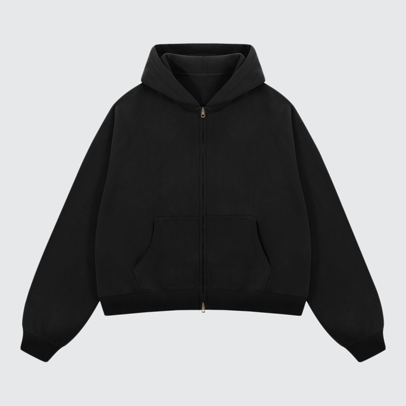 Hoodie boxy zippé ENVOI — Gris chiné