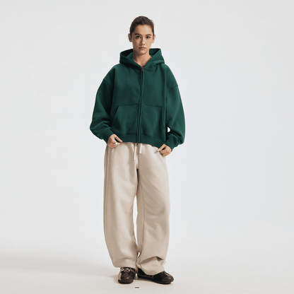Hoodie boxy zippé ENVOI — Gris chiné