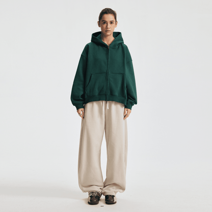 Hoodie boxy zippé ENVOI — Gris chiné