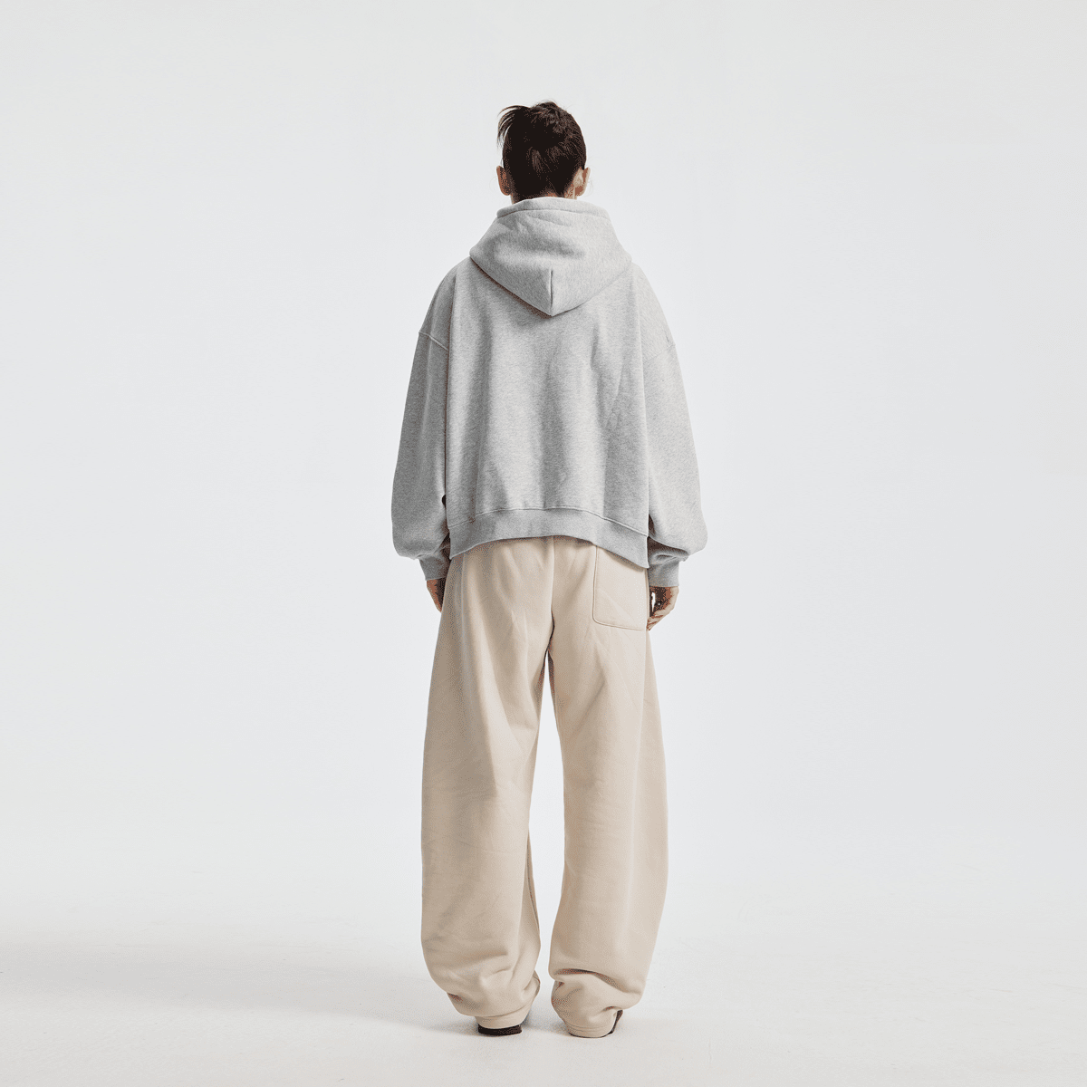 Hoodie boxy zippé ENVOI — Gris chiné