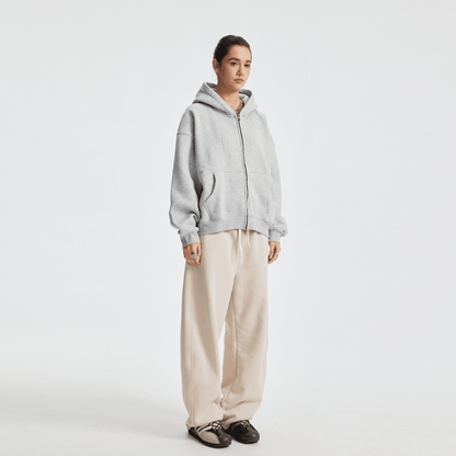 Hoodie boxy zippé ENVOI — Gris chiné