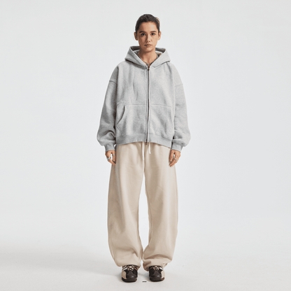 Hoodie boxy zippé ENVOI — Gris chiné