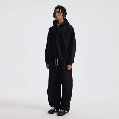 Hoodie boxy zippé ENVOI — Gris chiné