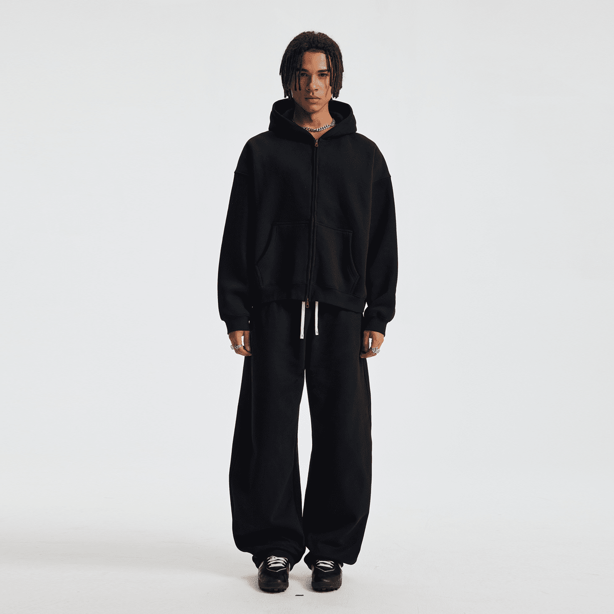 Hoodie boxy zippé ENVOI — Gris chiné