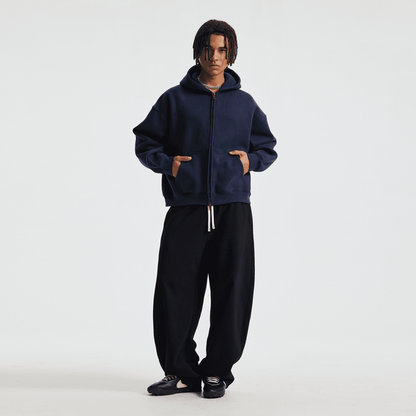 Hoodie boxy zippé ENVOI — Gris chiné
