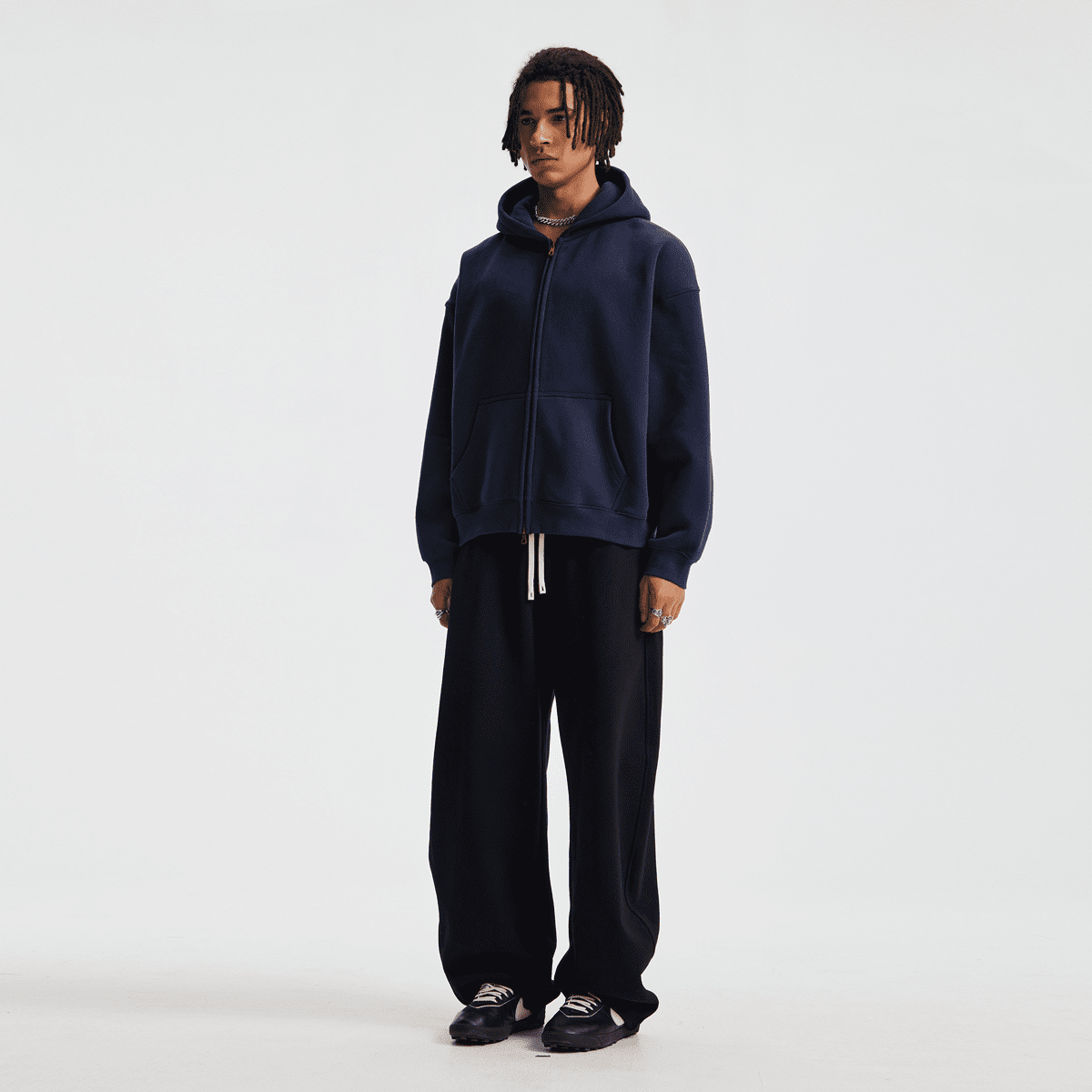 Hoodie boxy zippé ENVOI — Gris chiné