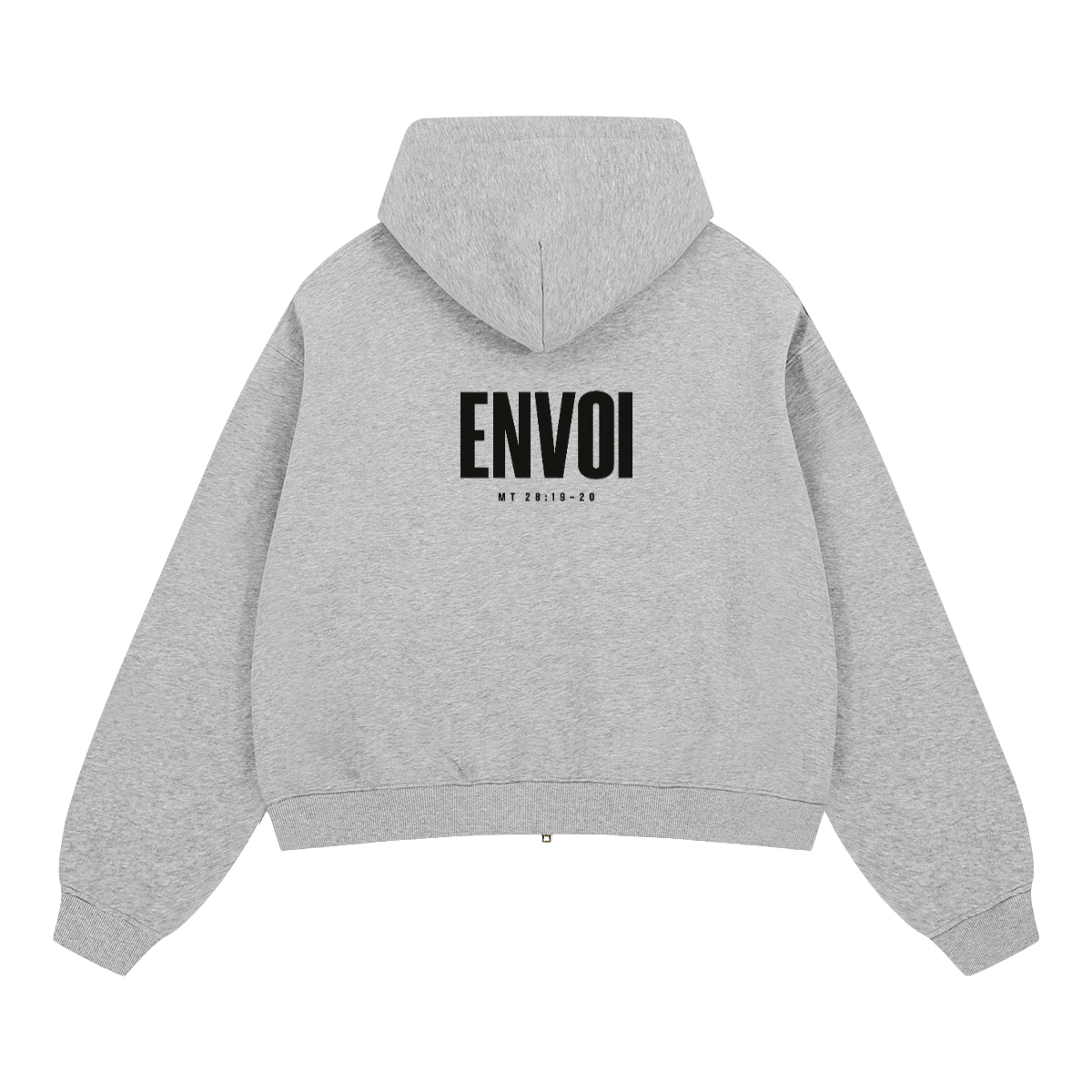 Hoodie boxy zippé ENVOI — Gris chiné