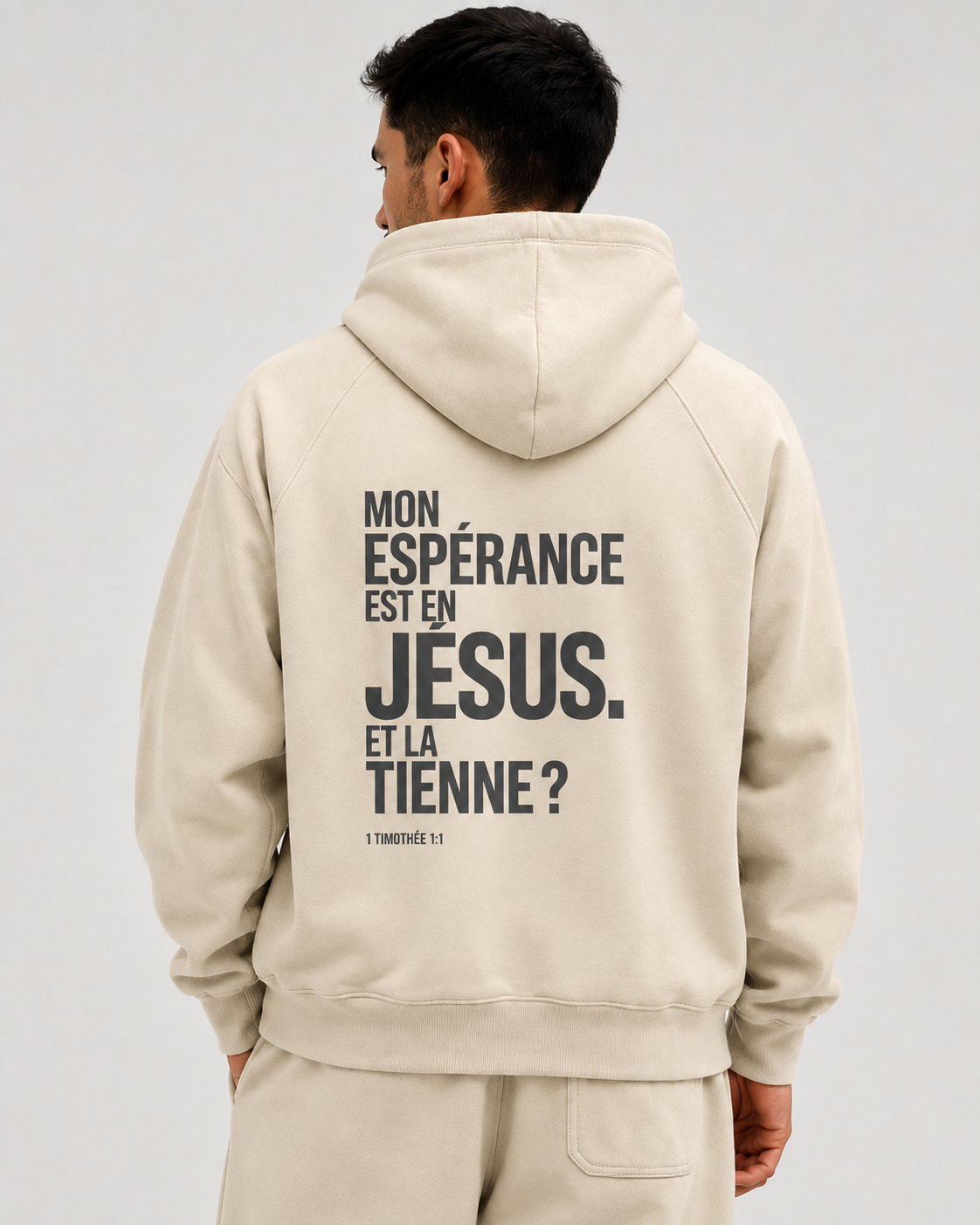 Hoodie oversize Mon Espérance — Ecru