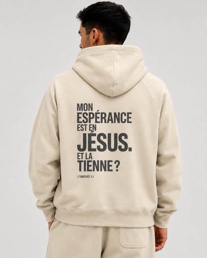 Hoodie oversize Mon Espérance — Ecru