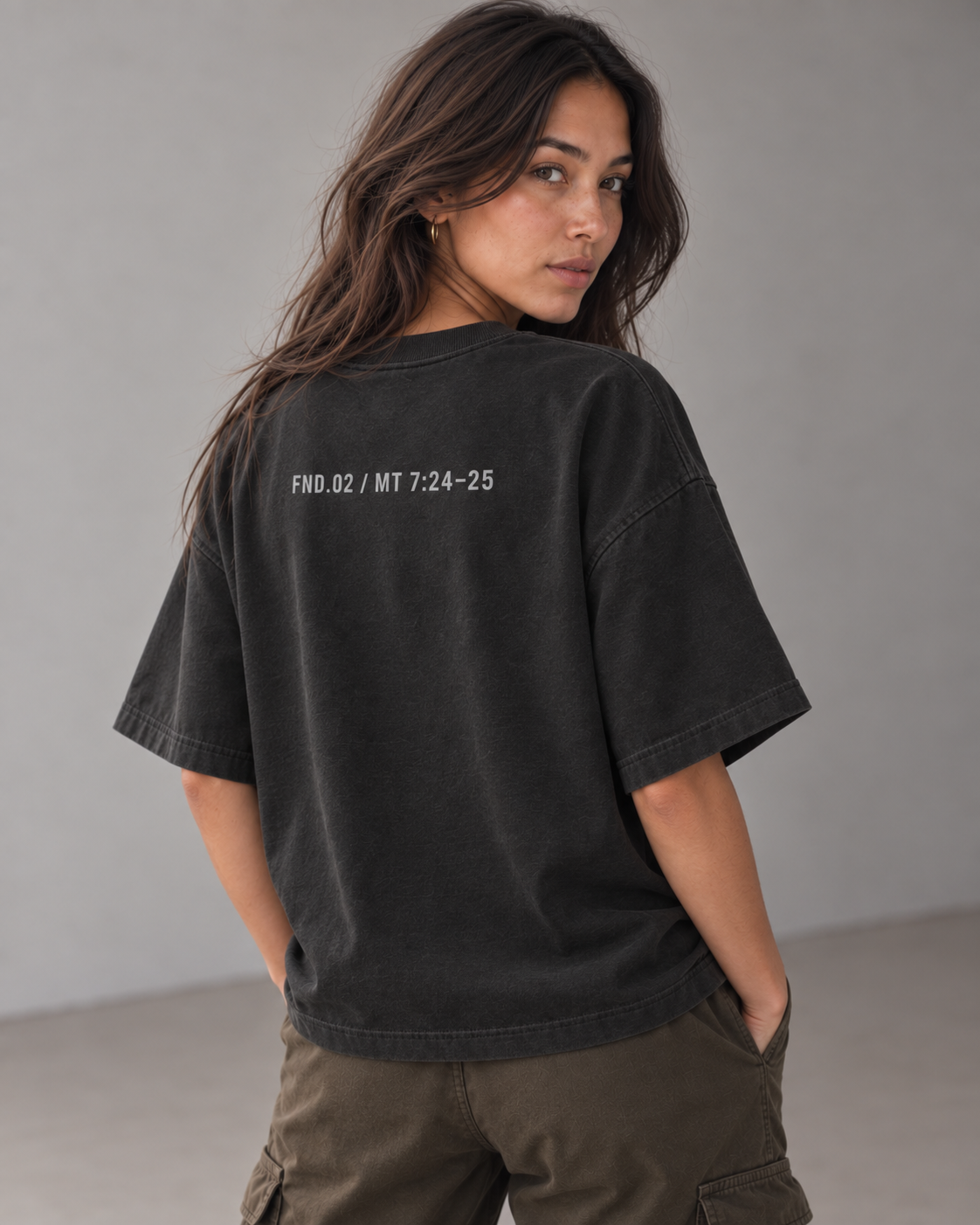 T-shirt boxy FONDATIONS — Noir