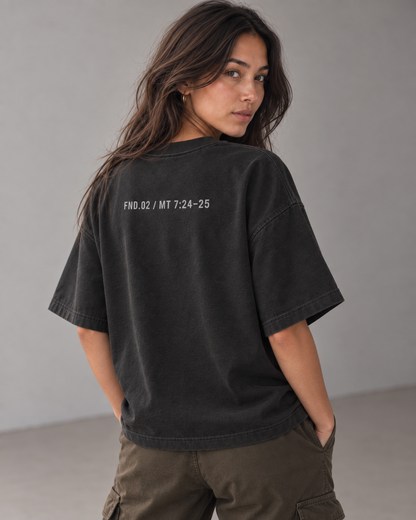 T-shirt boxy FONDATIONS — Noir