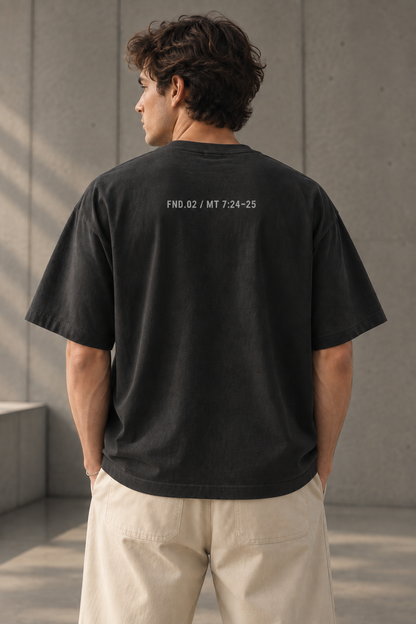 T-shirt boxy FONDATIONS — Noir