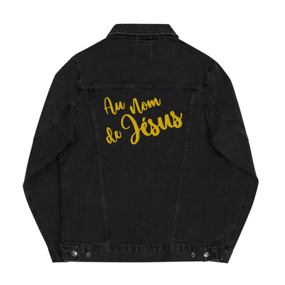 VESTE DENIM CHRETIENNE UNISEXE - BRODERIE AU NOM DE JESUS